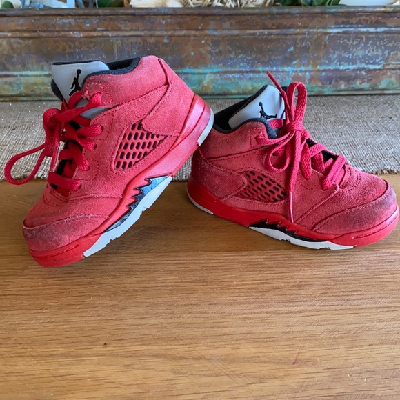 Other - Air Jordan 5 retro TD red suede sneakers 7C
